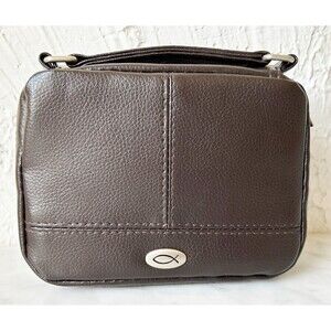 Bible Cover Brown LuxLeather Zippered Cover - Two-Fold with Carry Handle-Notepad
